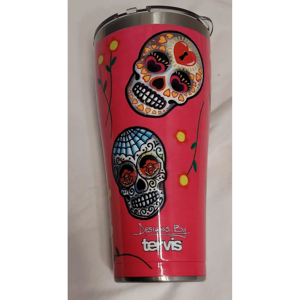 Tervis 30oz Stainless Stl Tumbler Day of the Dead Insulatd Sugar Skull Pink NEW